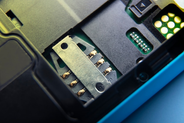 Circuit board close-up with different components