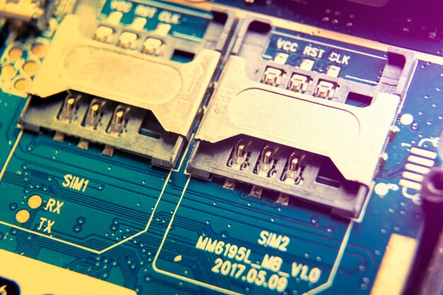 Free photo circuit board close-up with different components