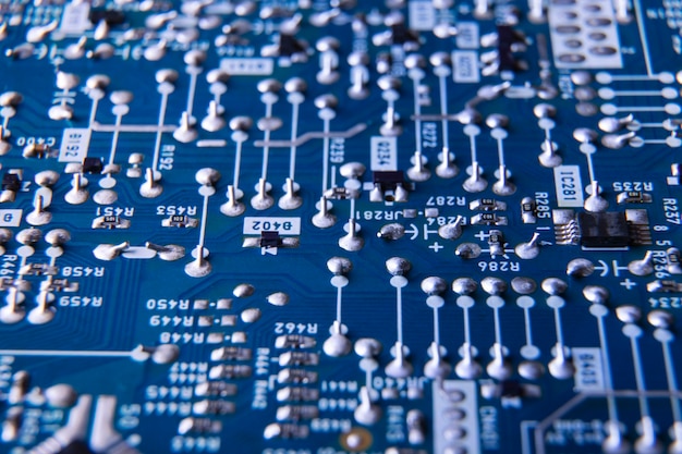 Free photo circuit board close-up with different components