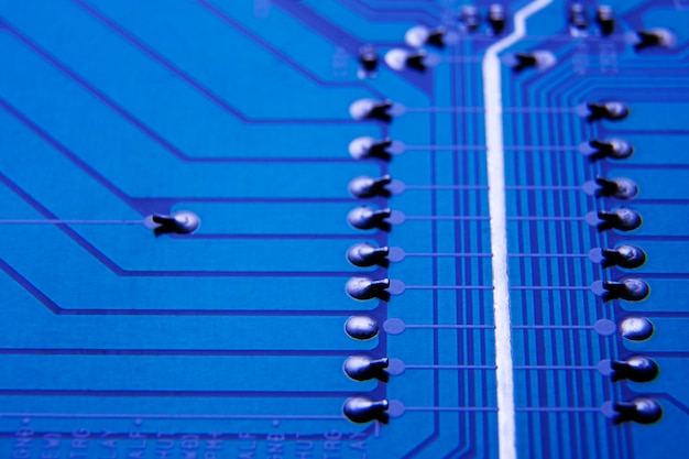 Circuit board close-up with different connections