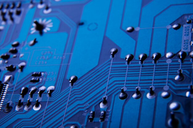 Circuit board close-up with different connections