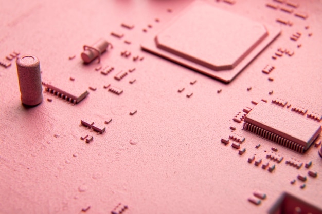 Circuit board close-up with different connections