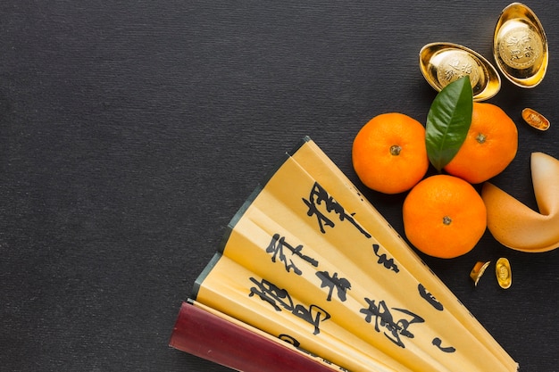 無料写真 中国の旧正月のコピースペースのための柑橘類