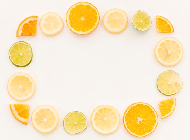 Citrus fruit composition on white background