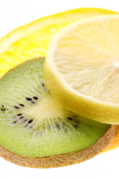 Citrus fruits slices close up
