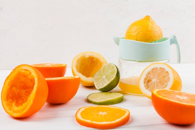 Citrus fruits on table