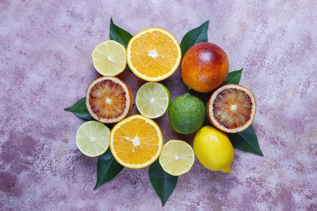 Free photo citrus fruits ,top view