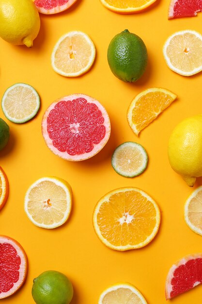 Citrus fruits top view