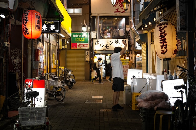 無料写真 鮮やかなライトが輝く夜の街