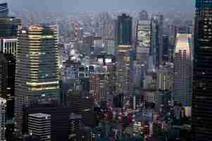 Free photo city buildings at nighttime high angle