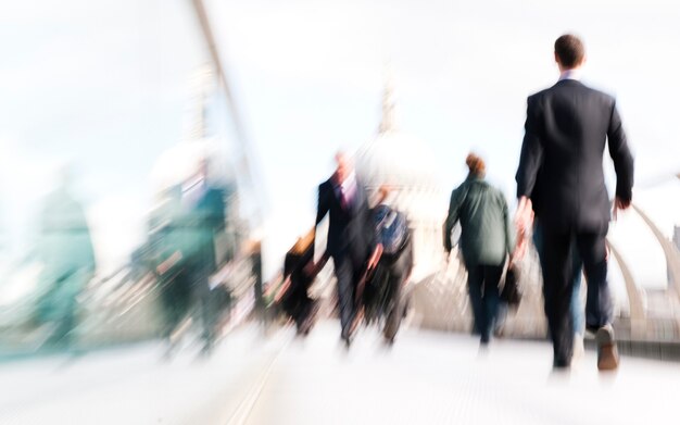 city business people commuting in rush hour