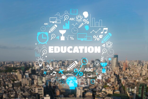 city committed to education collage concept