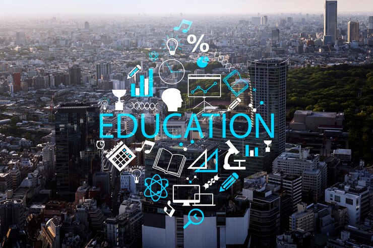 Free Photo city committed to education collage concept