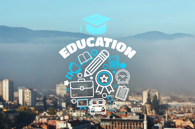 city committed to education collage concept