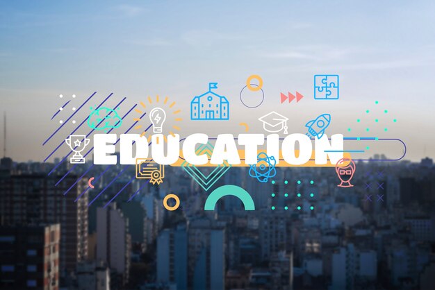 city committed to education collage concept