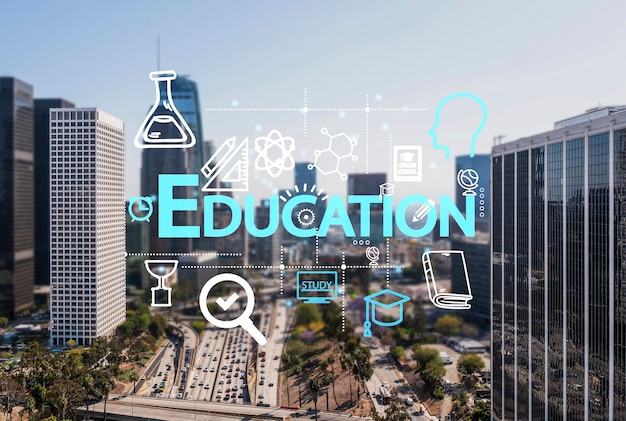 city committed to education collage concept