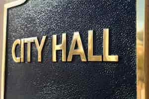Free photo city hall sign close up