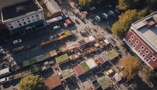 Бесплатное фото Городская жизнь, многолюдные улицы, знаменитые небоскребы, трафик, сгенерированный ии