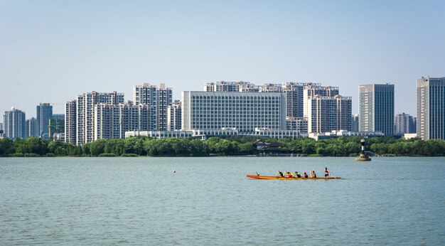 city near the lake