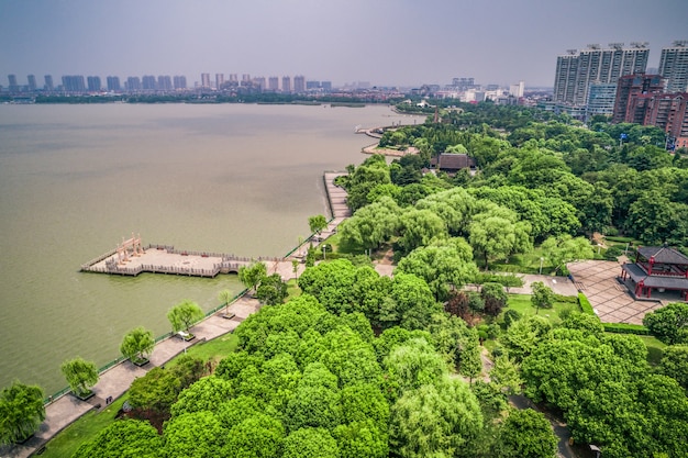 The city park with lake