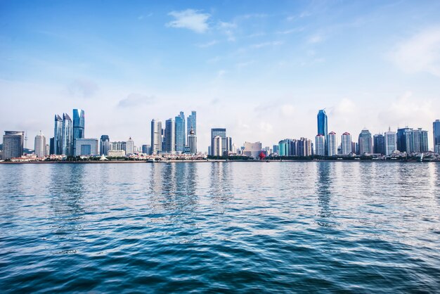 City reflected in the water