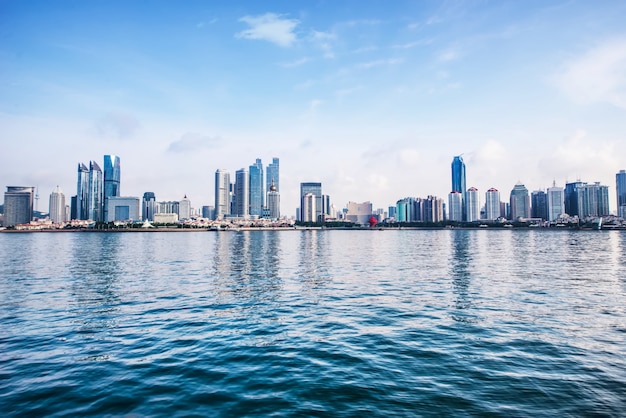 City reflected in the water