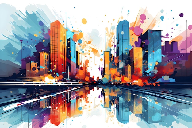 Foto gratuita cityscape astratta illustrazione ad acquerello