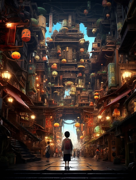 アニメにインスパイアされた都市風景
