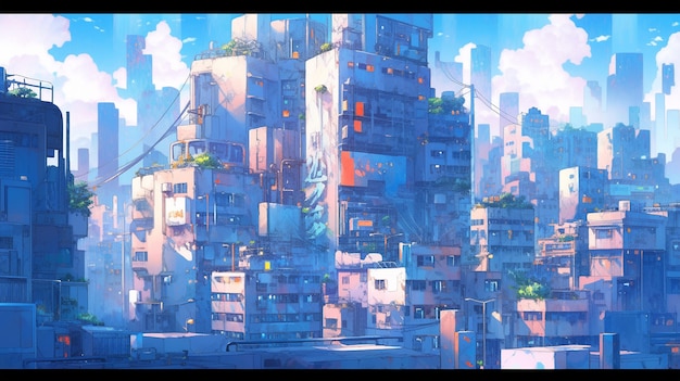 Городской пейзаж, вдохновленный аниме