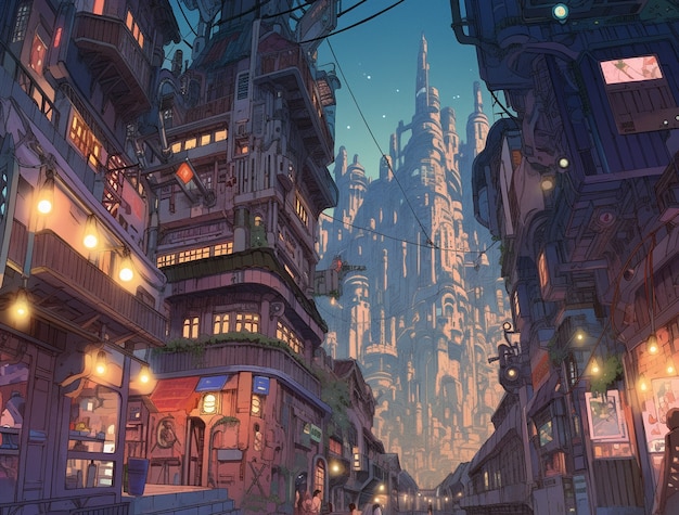 Городской пейзаж, вдохновленный аниме
