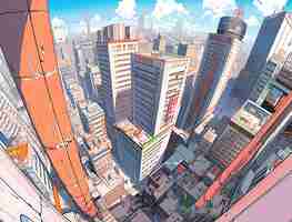 Free photo cityscape of anime inspired urban area