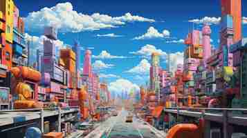 Free photo cityscape of anime inspired urban area