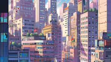 Free photo cityscape of anime inspired urban area