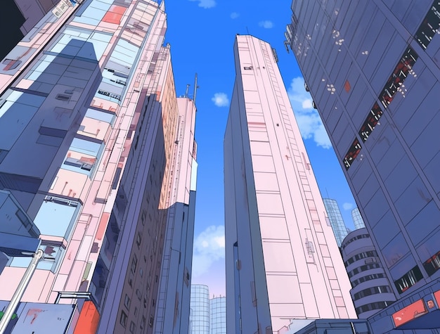 Free photo cityscape of anime inspired urban area