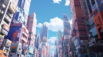 Free photo cityscape of anime inspired urban area