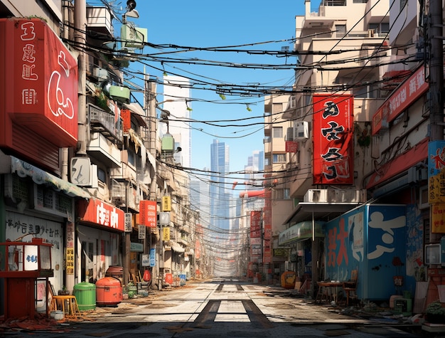 Free photo cityscape of anime inspired urban area