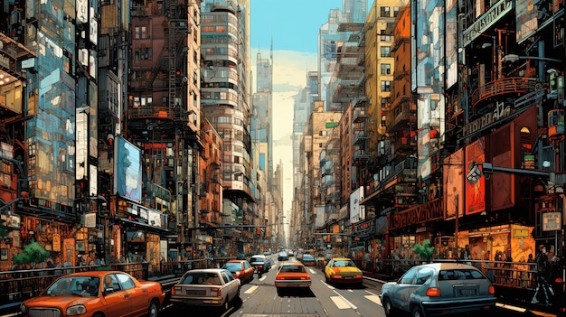 Foto gratuita paesaggio urbano di un'area urbana ispirata agli anime