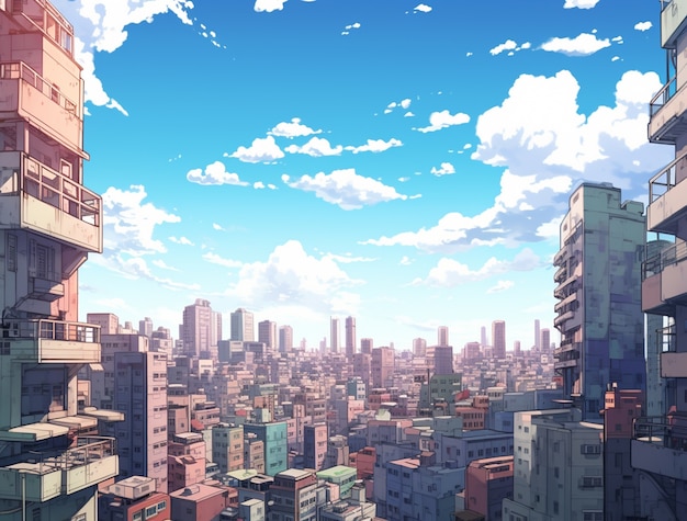 Free photo cityscape of anime inspired urban area