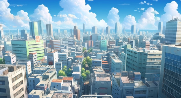 Free photo cityscape of anime inspired urban area