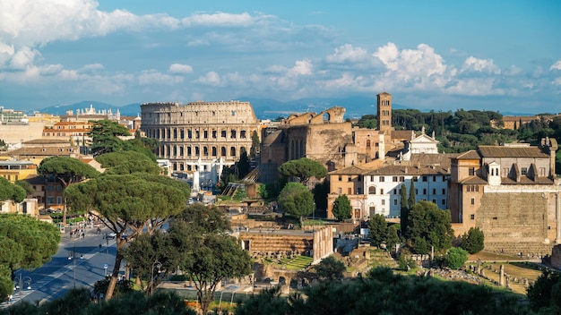 Cityscape of the Rome ancient centre Italy