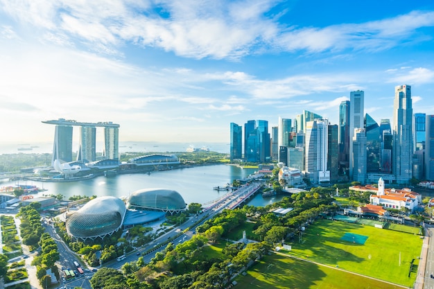 싱가포르 도시의 스카이 라인에 도시 풍경