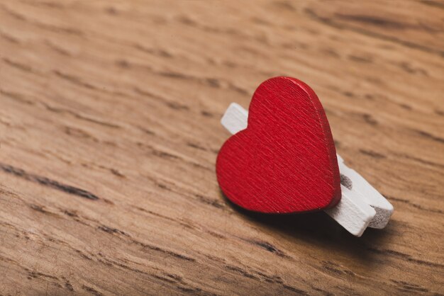 Clamp with a red heart close up