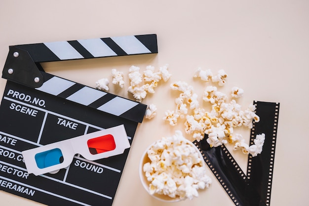 Free photo clapperboard and film elements