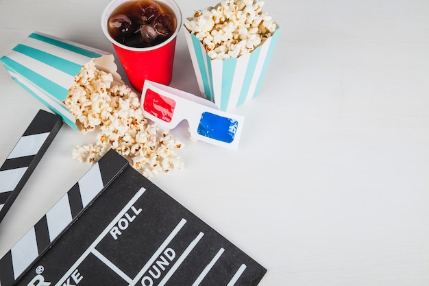 Free photo clapperboard near cinema stuff