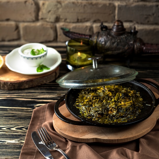 Classic azerbaijani kuku on wooden board