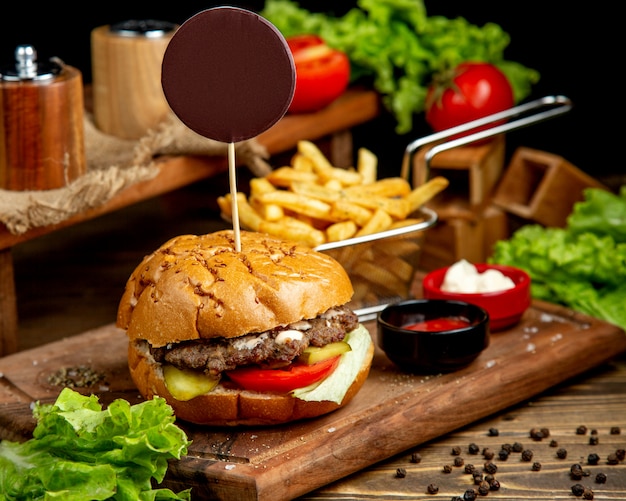 Classic burger with french fries