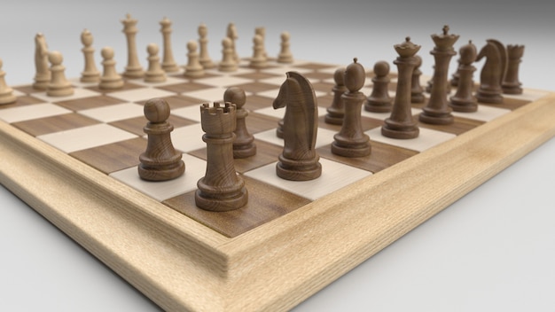Classic chess board and pieces
