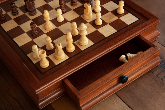 Free photo classic chess board still life