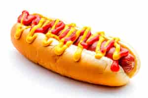 Free photo classic hot dog with ketchup and mustard sauce isolated on white background