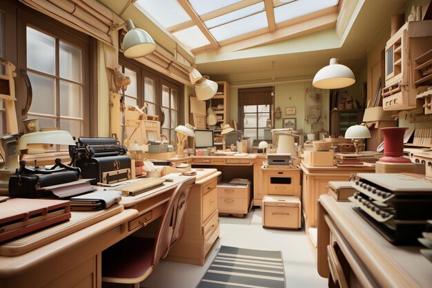 classic wooden desks modern office